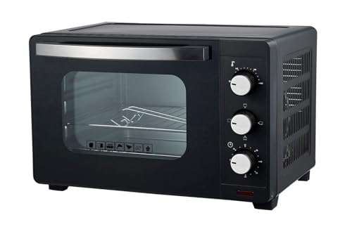 FLM SYSTEM Fornetto Elettrico con Capacità di 20L, Mini Forno da 1280W, Temperatura 100-230°C, Timer 0-60min, 3 Modalità di Cottura, Accessori Inclusi Vassoio raccoglibriciole