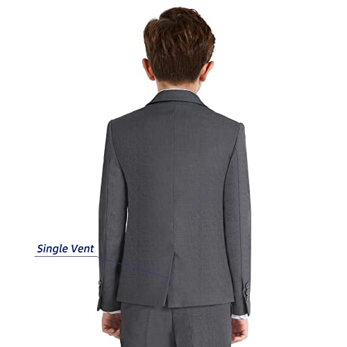 Happy Dolphin Boys Suits Slim Fit Suits Set Of 5 Pieces, Kids Boy's Formal Suit (Dark Gray Suits) Wedding Suit Ring Bearer Suit #TOP5