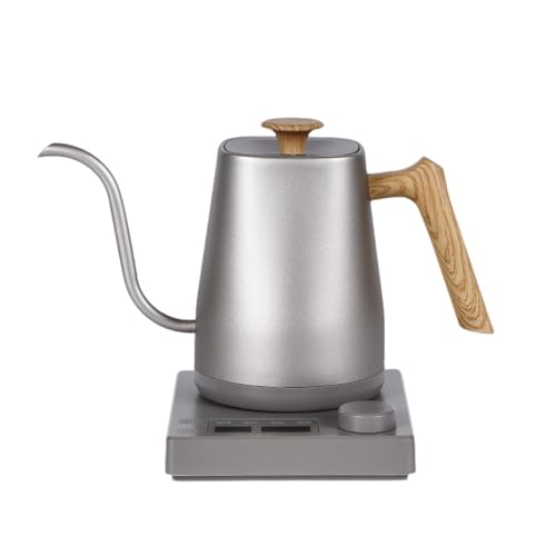 Qectial Hervidor Eléctrico Calentador de Agua Rápido Tetera de Precisión Cafetera Inoxidable con Protección contra Hervido en Seco Adecuado para Uso Diario E, Grano de Madera Astillado, Individual