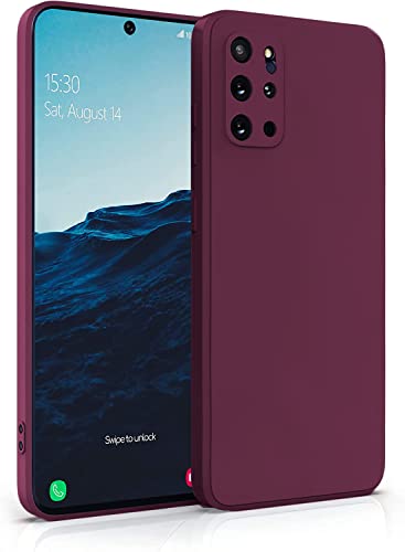 Image of DIZORO Liquid Silicone Case with Microfiber Coushioning Compatible for Samsung Galaxy S20 Plus Cover, Gel Rubber Full Body Protection - Wine Red