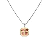 ArancioneandQ Peace and happiness good luck women men constellation waterproof style simple Chinese characters pendant necklace in titanium steel