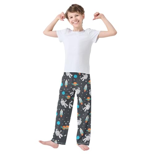 ZZXXB Planet Astronaut Boys Long Pants Soft Trousers Elastic Waist Kids Lounge Bottoms with Pockets S-XL2