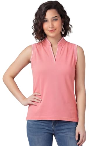 Image of Wear Your Opinion Mandarin Collar Sleeveless T Shirt for Women Top
