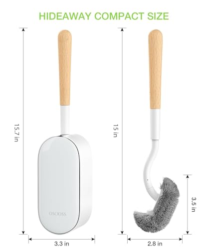 Image of Wooden Toilet Brush, OSCIOSS Toilet Brush and Holder Set with Ergonomic Design, Compact Size, Durable Bristles, Bamboo RV Toilet Cleaner & Holder for Bathroom (Natural, 1pack)