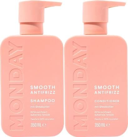 MONDAY Champú Smooth Antifrizz, 350 ml + Acondicionador Monday Smooth Antifrizz, 350 ml + Adhesivo Purlife