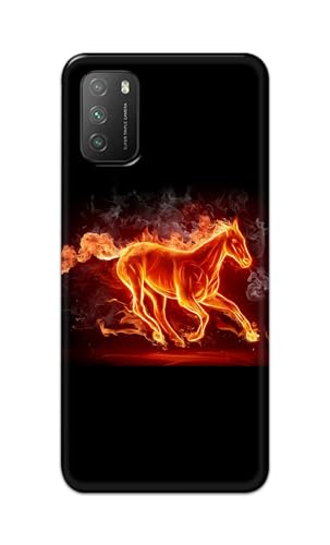Image of PRINTFIDAA Printed Hard Back Cover Case for Mi Poco M3 Back Cover (Fiery Horse) -112