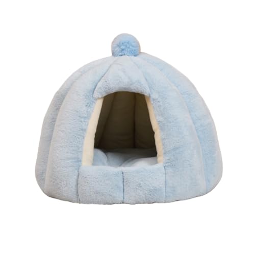 【ChopEase】猫ハウス 猫用ベッド ドーム型 適応 マットハウス ペット 犬小屋 快適 柔らかい 水洗え 暖かい 用寝袋 ぐっすり眠れる 滑り止め 保温防寒用品 半密閉型猫用 小型ウサギ毛皮ベッドマット 秋冬用 小型・中型犬用 (ブルー,56*48)