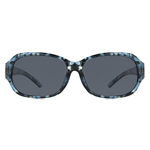 Panama Jack Women's Polarized Milky Blue Tort Wrap Sunglasses, 573