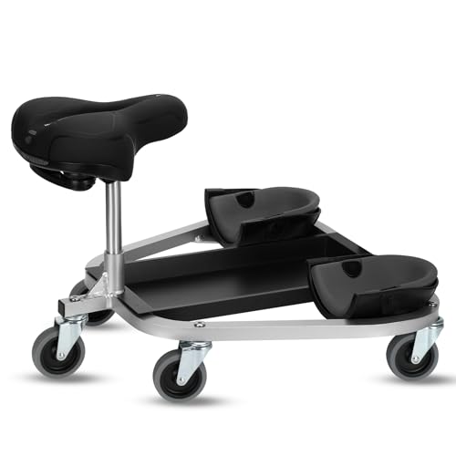 Image of Kneeling Sitting Creeper with 3 inch Casters, Supports 400 lbs, Black