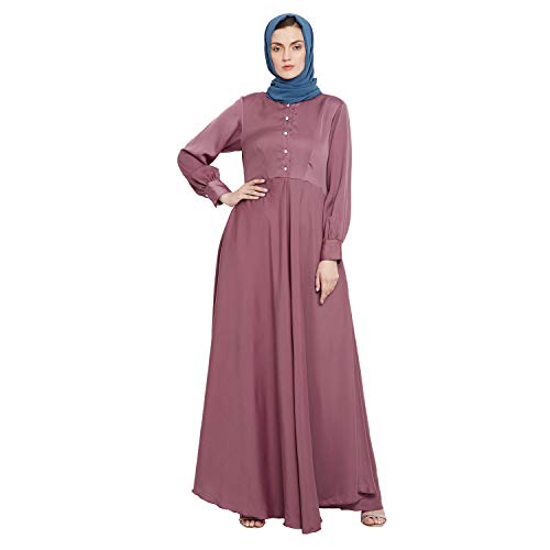 Image of Nabia Solid Premium Nida Fabric Lose fit Cuffed Sleeves Maxi Dress Abaya For Women