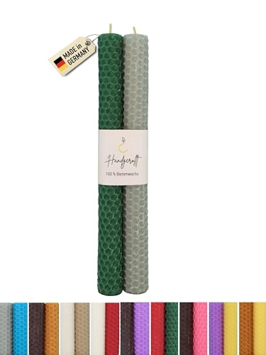 Wachsmann Bienenwachskerzen handgerollt, 100% Bienenwachs, 2er Set in vielen Farben, Made in Germany