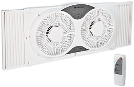 Comfort Zone CZ310R 9" 3-Speed, 3-Function, Expandable, Reversible Twin Window Fan with Remote Control, Removable Cover