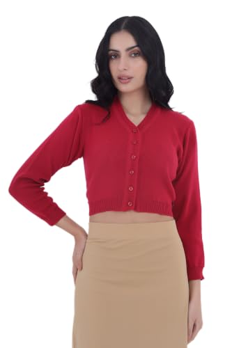 Image of Women Winter Wear V-Neck Full Sleeves Regular Fit Woollen Blouse