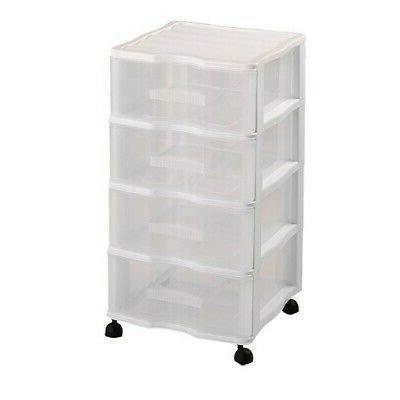 Cajonera Oficina Carro peluquería de plástico 4, gavetas con Ruedas Blanco
