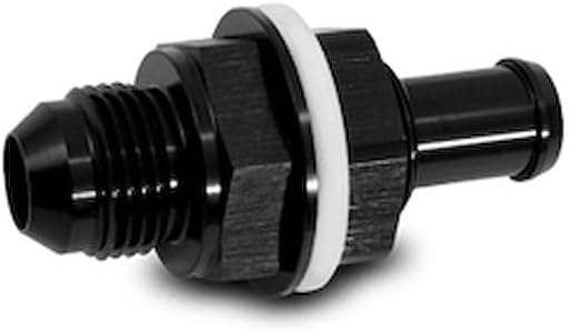 Vibrant Power 16905 Fitting, Fuel Cell, Bulkhead Adapter, Male -6 AN to 5/16 in. Hose Barb, Aluminum, Black Anodized, includes PTFE Crush Washers, includes Bulkhead Nut, each