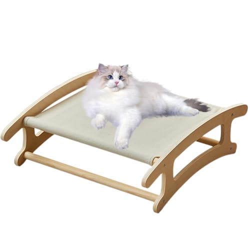 Hamaca para gatos | Tumbona elevada de madera suave y transpirable | 19.88 x 16.34 x 6.22 pulgadas, lavable, para perros, cachorros, gatitos, descanso, hogar, sala de estar, suelo interior