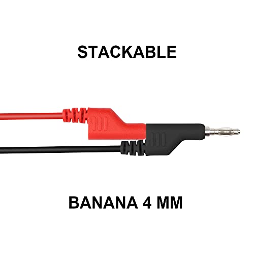PNGKNYOCN 4.2Ft BNC Male to Stackable Dual Banana Plug Test Lead Coaxial Cable for Oscilloscope, Black - Image 2