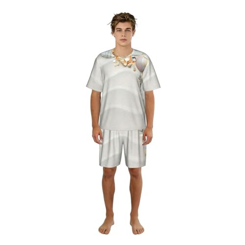 Pyjama court hommes respirant imprimé conches ensemble léger de nuit