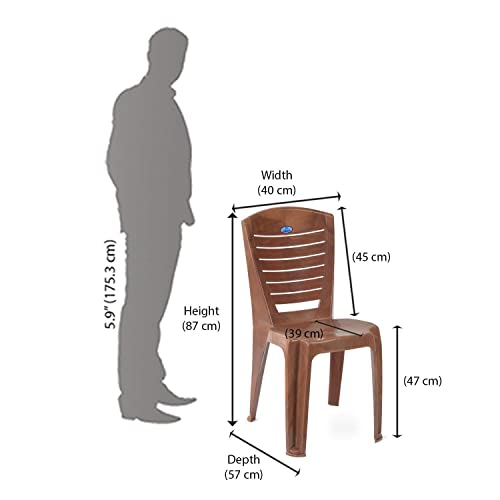 Image of Nilkamal Plastic Chair for Living room |Set of 2 | 3 Year Warranty | For Home, Living Room, Outdoor | Pear Wood Colour | CHR4025