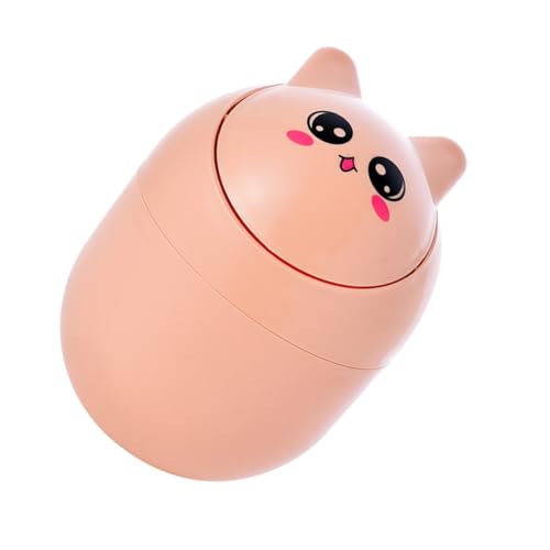 ARTSEWPLY Cubo Basura Escritorio Pequeño con Tapa Abatible Papelera Mesa Compacta para Hogar y Oficina Diseño Creativo Naranja Fácil Apertura y Cierre Multiusos para Dormitorio y Sala