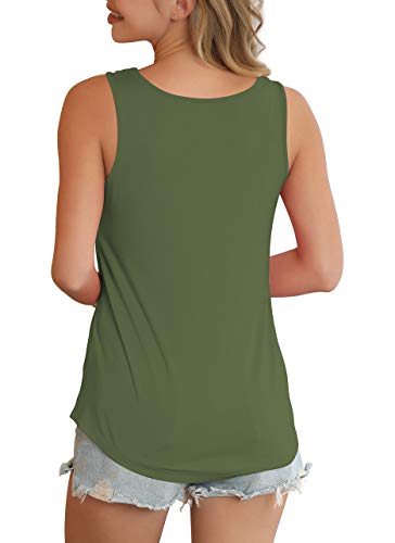 Feiersi Women's Summer Sleeveless Criss Cross Casual Tank Tops Basic Blouse Army Green XX-Large