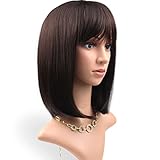Short Brown Bob Wig with Bangs - Dark Brown Wigs for Women Short Brown Hair Velma Wig for Cosplay 12...