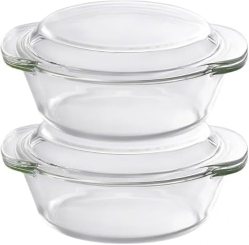 AZIEBAY 蓋付きの透明なサラダボウル、耐熱容器、蒸し物/茹で物/煮込み物に使用可能、電子レンジ対応、食器洗い機対応、多目的