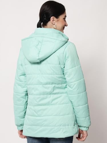 Image of KOTTY Women Nylon Full Sleeve Solid Long Length Puffer Jacket