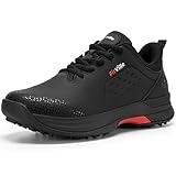 FitVille Wide Men's Golf Shoes Waterproof, Professional No-Slip Spiked Golf Shoes with Arch Support(Jet Black, 12 Wide)