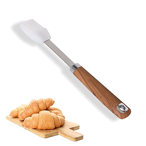 Pinceau en silicone avec manche en bois et acier inoxydable, brosse à gâteau, grille et résistante à la chaleur, brosse à huile de cuisine, brosse à patisserie en acier pour cuisiner, barbecue Cover