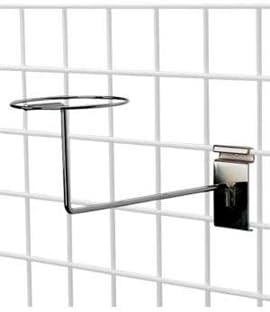 Chrome Single Hat Display for Wire Grid 8-5/8 x 10-3/4 x 3H