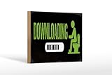 Femer Cartel de madera con texto en alemán 'Downloading Vig' (12 x 18 cm)