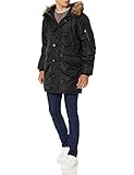 Levi's mens Flight Satin Full Length Faux Fur Trim Snorkel Parka Jacket, Black, Medium US