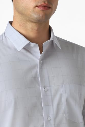 Image of Peter England Men's Micro-Checkered Formal Slim Fit Full Sleeve Shirt | Cotton Rich