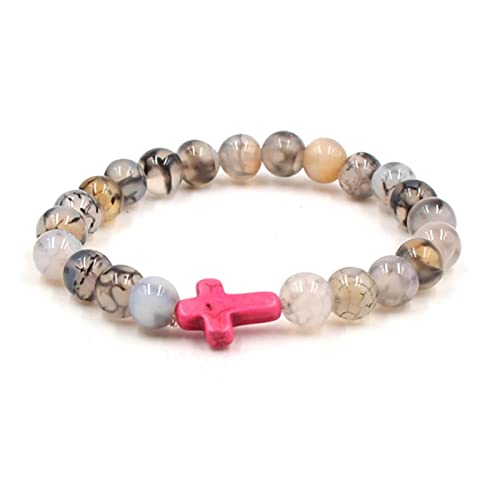 Bracelet en pierre de 8mm avec croix le cadeau mixte idéal pour célébrer un moment unique