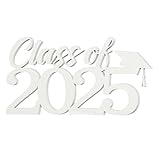 KOYILTD Class of 2025 Wooden Sign Graduation Decorations White 2025 Graduation Photo Props Class of 2025 Letters Graduation Table Centerpiece Decorations for Grad Party Supplies (Style 3)