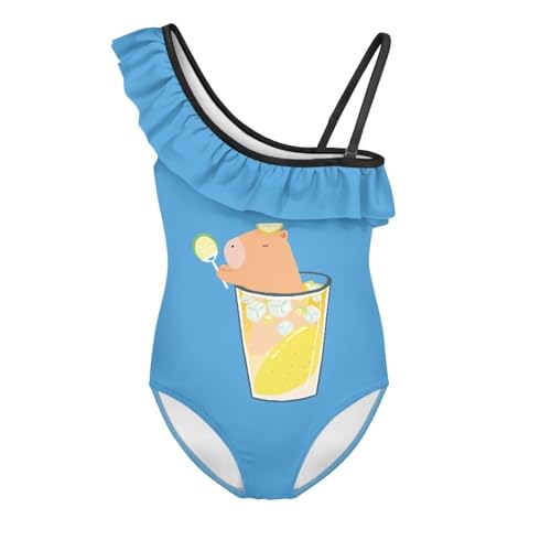 Image of Girls Swimsuit One Piece Ruffle Swimsuit Non-Slip Straps UPF 50+ for Girls Size 3-14 Years