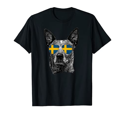 Sweden Dog Flag Sunglasses Football Soccer 2021 Lover Maglietta