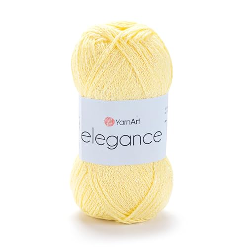 Image of YarnArt Elegance Sparkly Yarn - Metallic Cotton Blend, Fine Sport for Knitting & Crochet, Lightweight Thread for Shawls & Sweaters, 50g (130m), Yellow - (1, 116)