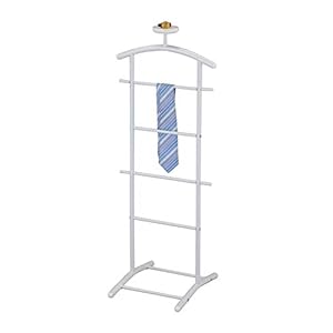 KB Designs – Suit & Tie Freestanding Valet Stand Clothing Organizer Rack, White