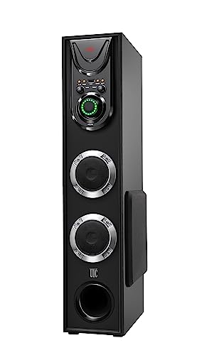 UIC Dj Mini-80W 5.25 Inch Single Bluetooth Party Subwoofer Floor Standing Speaker 3 Inch Dual Satellites with Extreme Bass Mic Slot Aux USB Fm & Remote Control Black (UIC-TWR-5103)