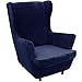 Konsilsa Wing Chair Covers,Wingback Armchair Cover High Stretch Wingback Chair Slipcover Arm Chairs Wingback Chair Cover Couch Cover Furniture Protector for Living Room (Color : Dark Blue)