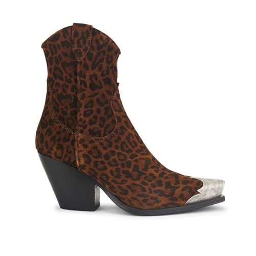 Image of keleimusi Women's Western Cowgirl Ankle Boots Stacked Block Heel Cowboy Booties Steel Toe Heeled Short Cowboy Boots Western Booties