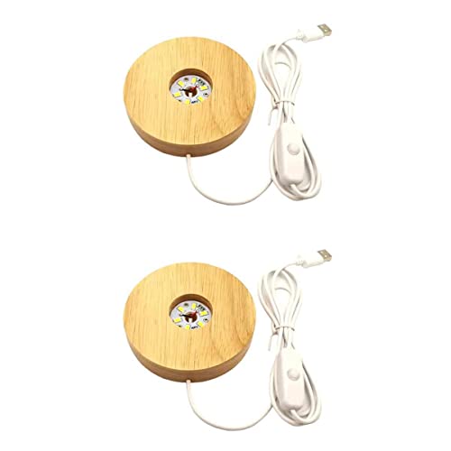 ルボールホーム用2x木製LEDライトベースディスランプ