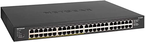 NETGEAR Switch PoE de 24 Puertos GS348PP | Switch Ethernet Gigabit de 48 Puertos con 24x PoE+ Consumo 380W |Montaje de sobremesa o en Bastidor | Carcasa de Metal Resistente