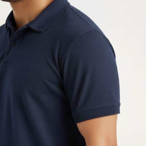 Image of Men's Premium Cotton Pique Polo T-Shirt, Classic Fit Short Sleeve Casual Summer Shirt, Soft & Breathable Fashion Polo