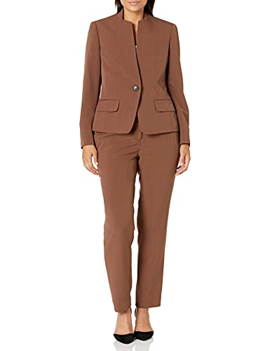 Le Suit Women's Plus Size Crepe 1 Button Jacket & Slim Pant, Bark, 20W #TOP19