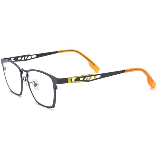 Image of FONEX Pure Titanium Glasses Frame Men Square Magnet Clip On Eyeglasses with Polarized Lens