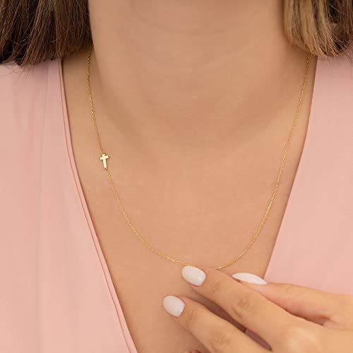 Side Cross Pendant Sterling Silver Christian Cross Jewelry Faith Necklace Religious Sideway Cross Necklace Christmas Gifts For Women #TOP2