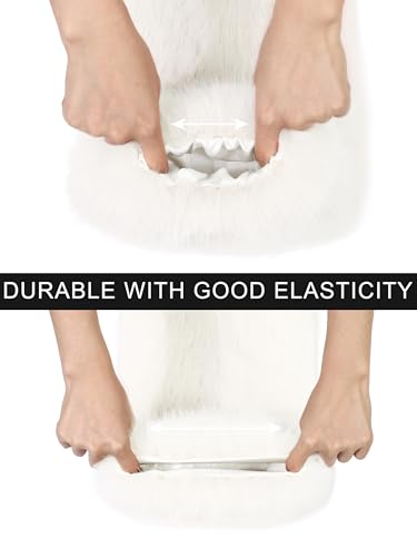 LA CARRIE Women Fuzzy Faux Fur Leg Warmers Fluffy Winter Long Foot Cuffs Furry Boot Socks3